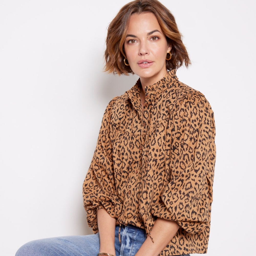 Evereve’s India Collection- Emerson Fry animal print blouse.
